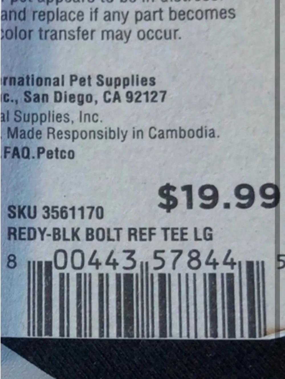 NWT Reddy Reflective Lightening bolt dog t-shirt L